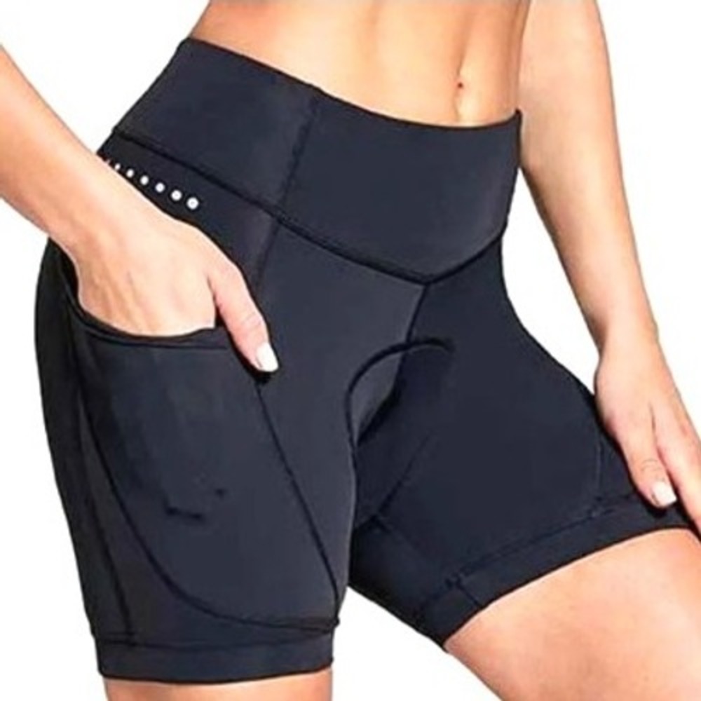 BALEAF NWT‎ Women's XL Black V-Waist Padded Cycling Shorts Pockets Athletic Bike